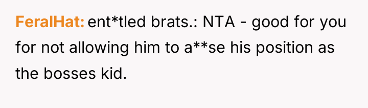 FeralHat ent*tled brats.: NTA - good for you for not...