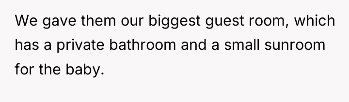 We gave them our biggest guest room, which has a...