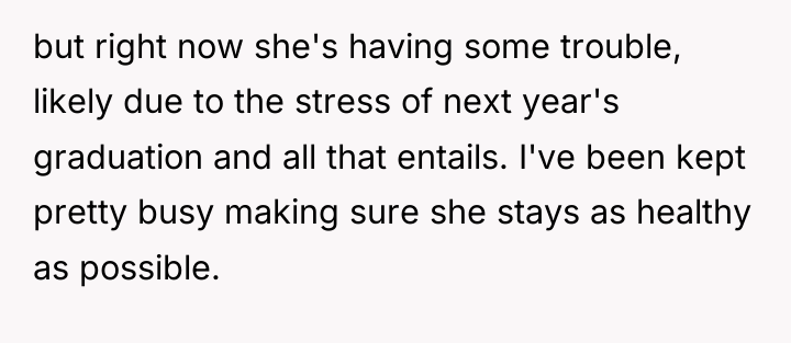 but right now she's having some trouble, likely due to...