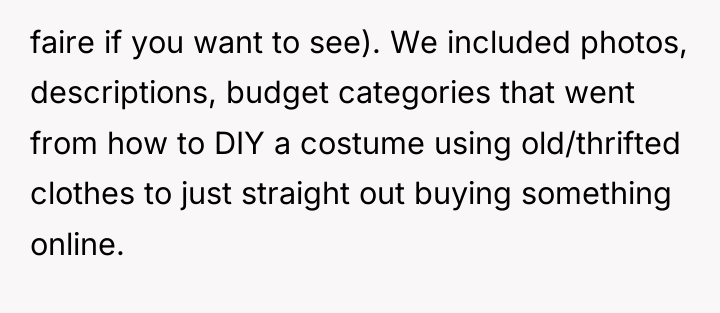 faire if you want to see). We included photos, descriptions,...