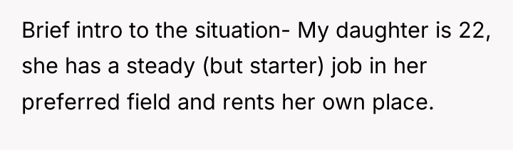 Brief intro to the situation- My daughter is 22, she...