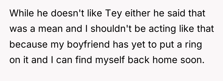 While he doesn't like Tey either he said that was...