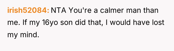 irish52084 NTA You're a calmer man than me. If my...