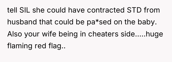 tell SIL she could have contracted STD from husband that...
