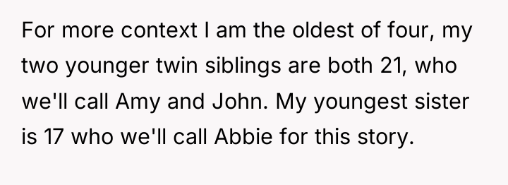 For more context I am the oldest of four, my...