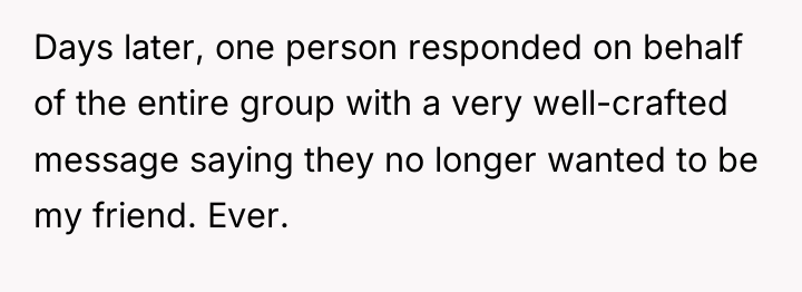 Days later, one person responded on behalf of the entire...