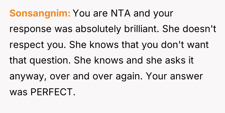 Sonsangnim You are NTA and your response was absolutely brilliant....