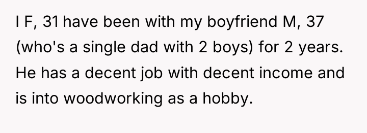 I F, 31 have been with my boyfriend M, 37...
