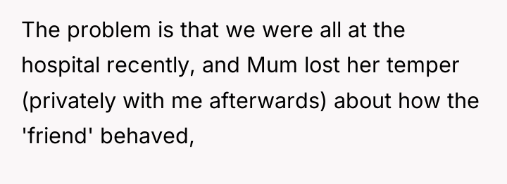 The problem is that we were all at the hospital...