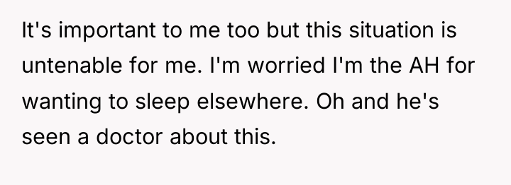 It's important to me too but this situation is untenable...