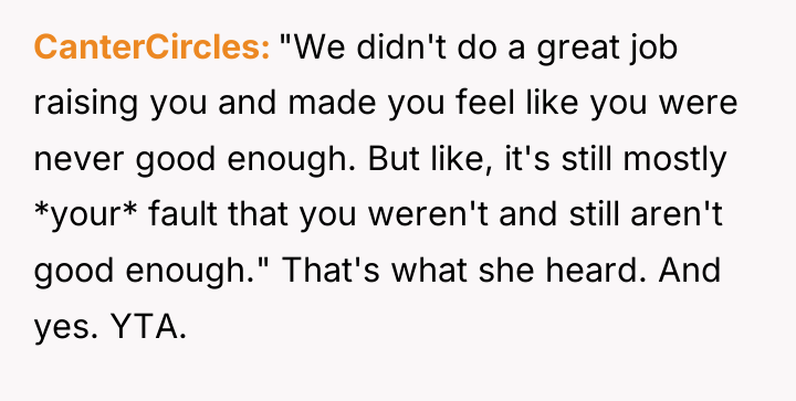CanterCircles "We didn't do a great job raising you and...