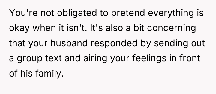 You're not obligated to pretend everything is okay when it...