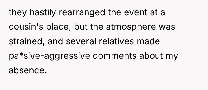 they hastily rearranged the event at a cousin's place, but...