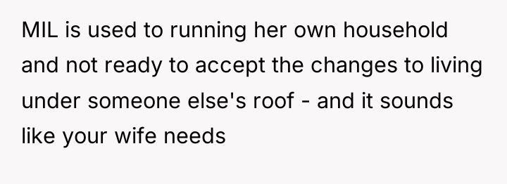 MIL is used to running her own household and not...