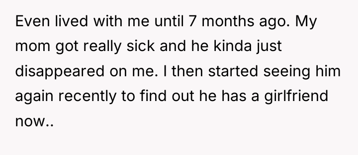 Even lived with me until 7 months ago. My mom...