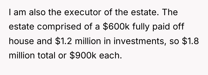 I am also the executor of the estate. The estate...
