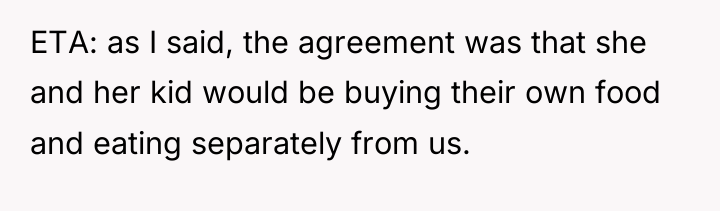 ETA: as I said, the agreement was that she and...
