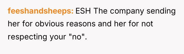 feeshandsheeps ESH The company sending her for obvious reasons and...