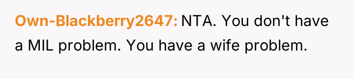 Own-Blackberry2647 NTA. You don't have a MIL problem. You have...