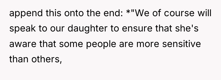 append this onto the end: *"We of course will speak...