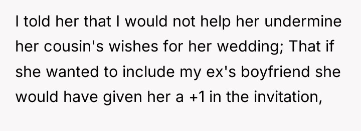 I told her that I would not help her undermine...