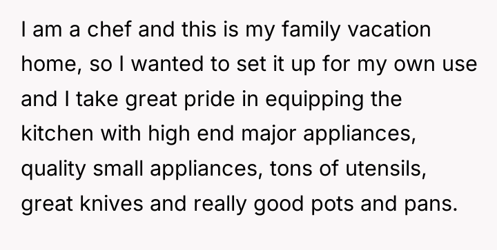 I am a chef and this is my family vacation...