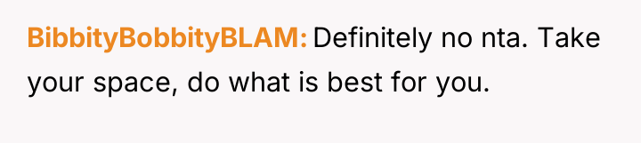 BibbityBobbityBLAM Definitely no nta. Take your space, do what is...