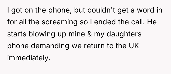I got on the phone, but couldn't get a word...