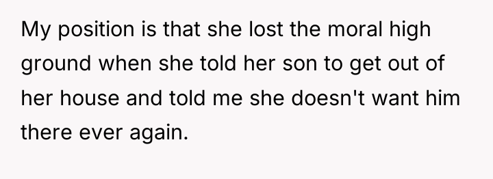 My position is that she lost the moral high ground...