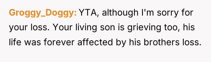 Groggy_Doggy YTA, although I'm sorry for your loss. Your living...