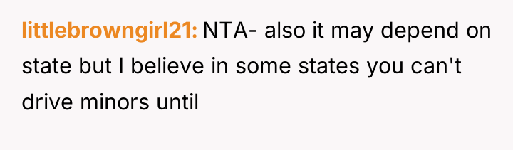 littlebrowngirl21 NTA- also it may depend on state but I...
