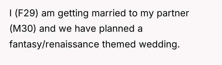 I (F29) am getting married to my partner (M30) and...
