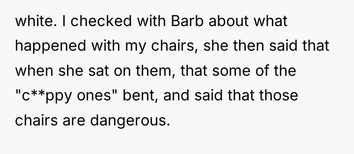 white. I checked with Barb about what happened with my...