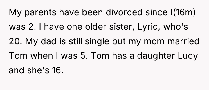 My parents have been divorced since I(16m) was 2. I...