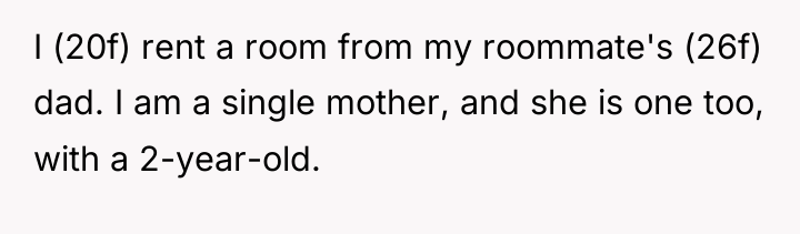 I (20f) rent a room from my roommate's (26f) dad....