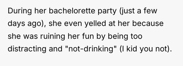 During her bachelorette party (just a few days ago), she...