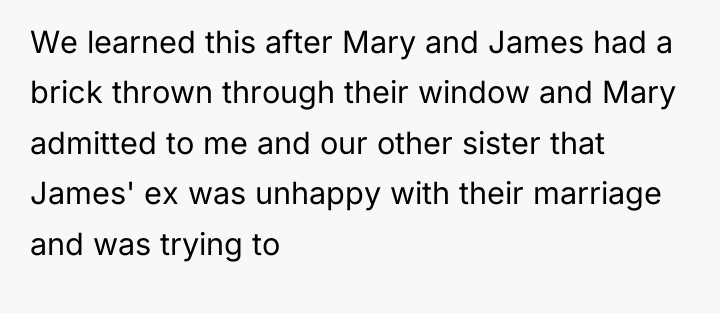 We learned this after Mary and James had a brick...