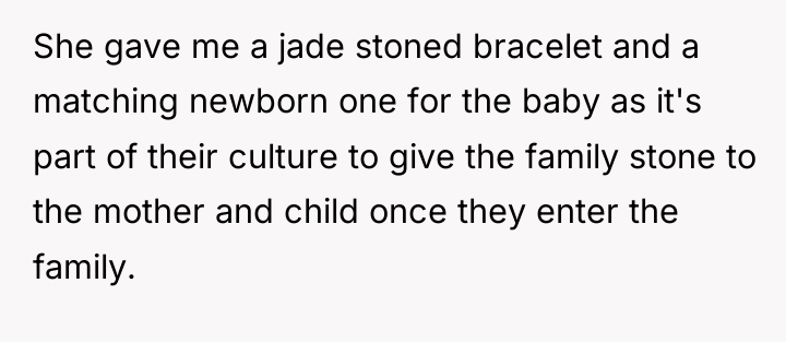 She gave me a jade stoned bracelet and a matching...