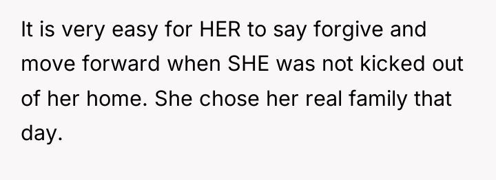 It is very easy for HER to say forgive and...