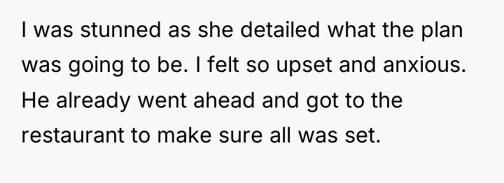 I was stunned as she detailed what the plan was...