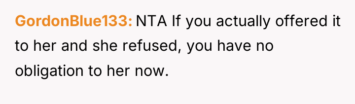 GordonBlue133 NTA If you actually offered it to her and...