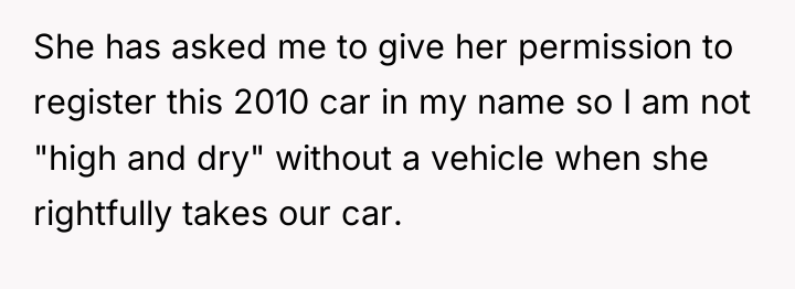 She has asked me to give her permission to register...