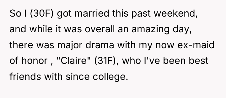 So I (30F) got married this past weekend, and while...