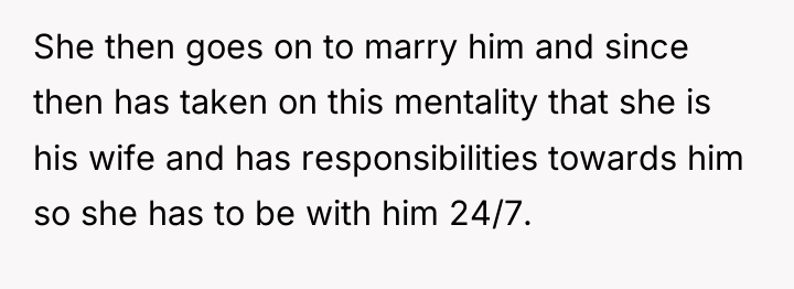 She then goes on to marry him and since then...