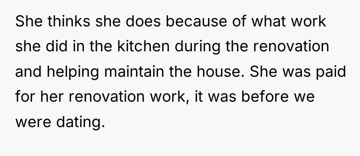 She thinks she does because of what work she did...