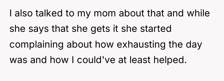 I also talked to my mom about that and while...