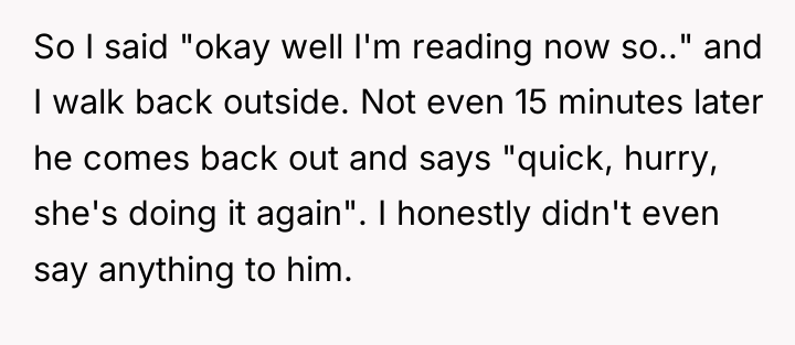 So I said "okay well I'm reading now so.." and...