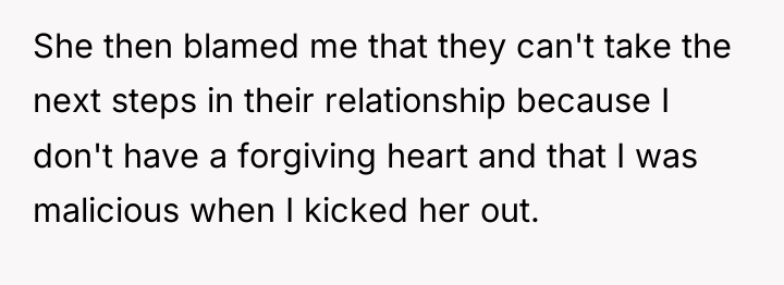 She then blamed me that they can't take the next...
