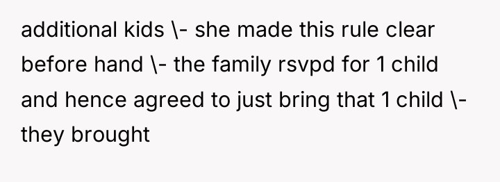 additional kids \- she made this rule clear before hand...