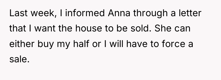 Last week, I informed Anna through a letter that I...